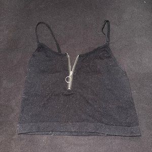 fashion nova ribbed crop tank top with zipper